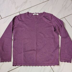 Grace Karin Purple Scalloped Knit Top